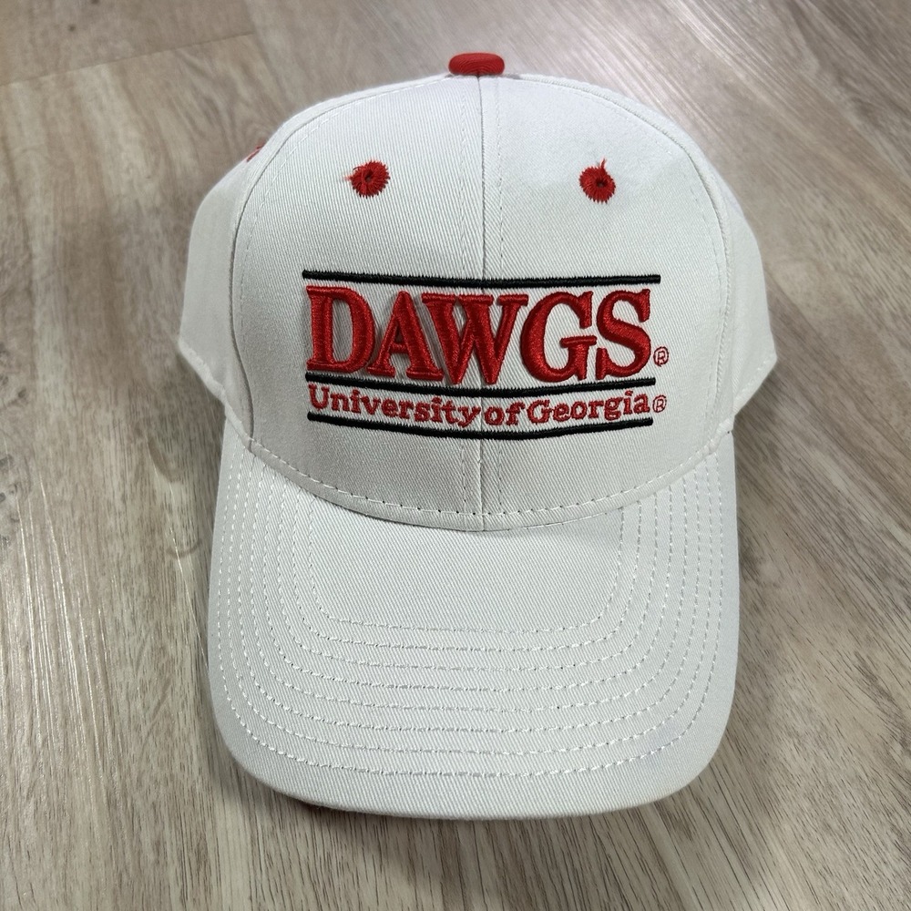 Georgia Bulldogs Snapback Hat NCAA College The Game Split Bar White Red Cap
